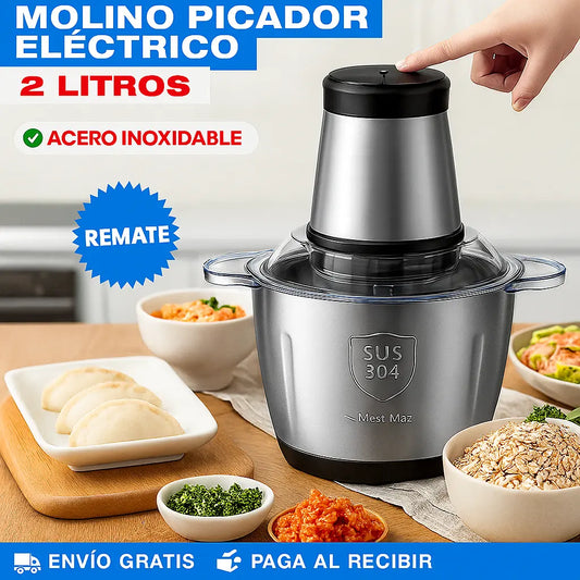 Molino Picadora Eléctrico 2 Litros Acero inoxidable