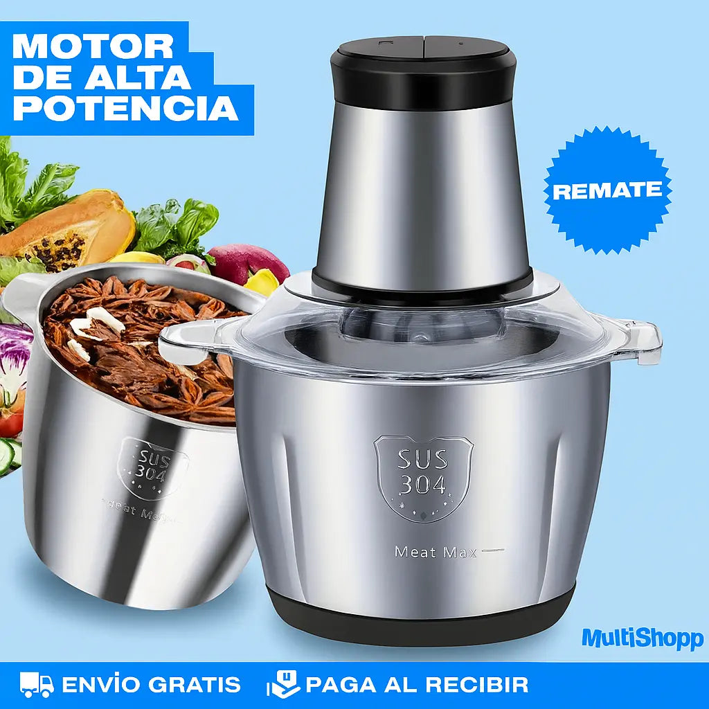 Molino Picadora Eléctrico 2 Litros Acero inoxidable