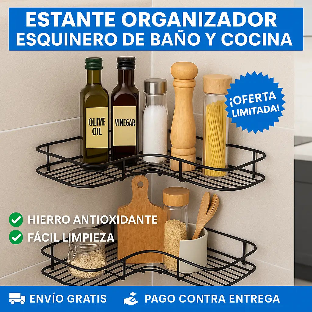 Estante Organizador Esquinero para Baño y Cocina 2 Unidades